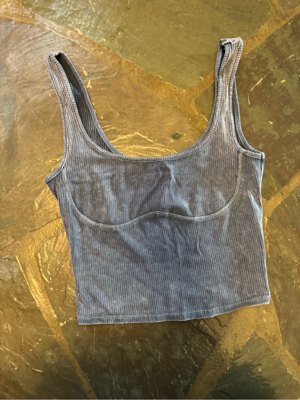 wild fable Blue Ribbed Scoop Crop Tank - Picture 2 of 3